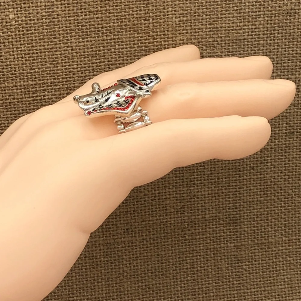 🌼 Houndstooth Elephant Fedora Hat Alabama Pride Silver Stretch Ring